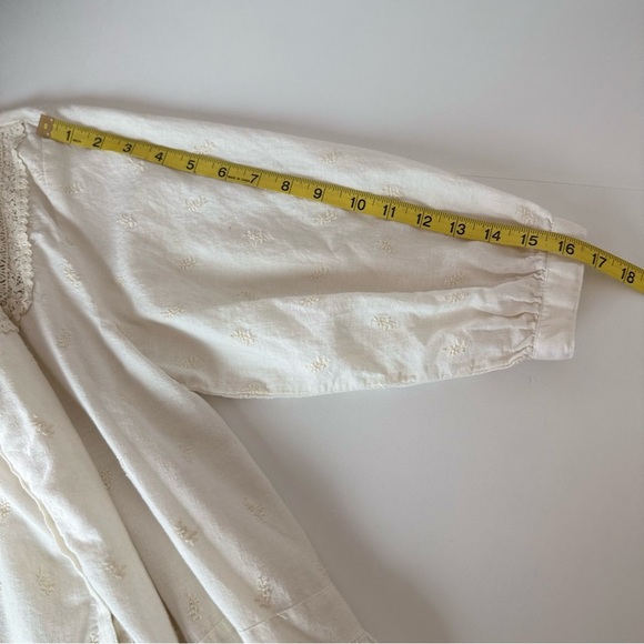 ZARA Women’s Embroidered Mini Dress Tunic Cream Boho Drop Waist Lace S - Picture 8 of 10